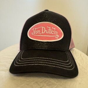 Von Dutch Black and Pink Mesh Cap